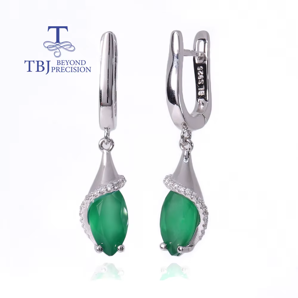 Boucles d'oreilles pendantes en agate naturelle 2026, bijoux fins en argent pour femmes, à porter au