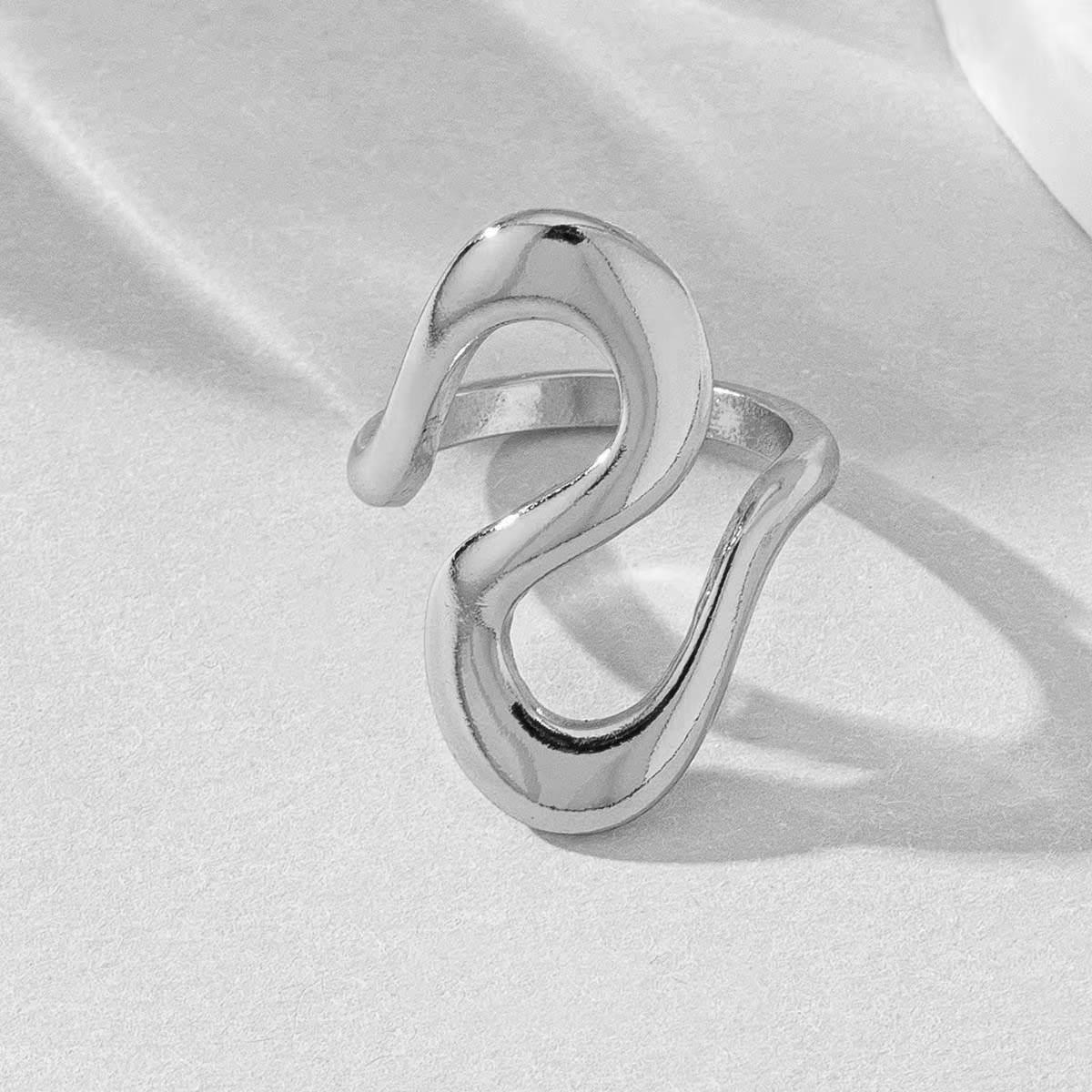 Bagues incurvées en acier inoxydable pour femmes, couleur or, Vintage, anneau ouvert irrégulier en f