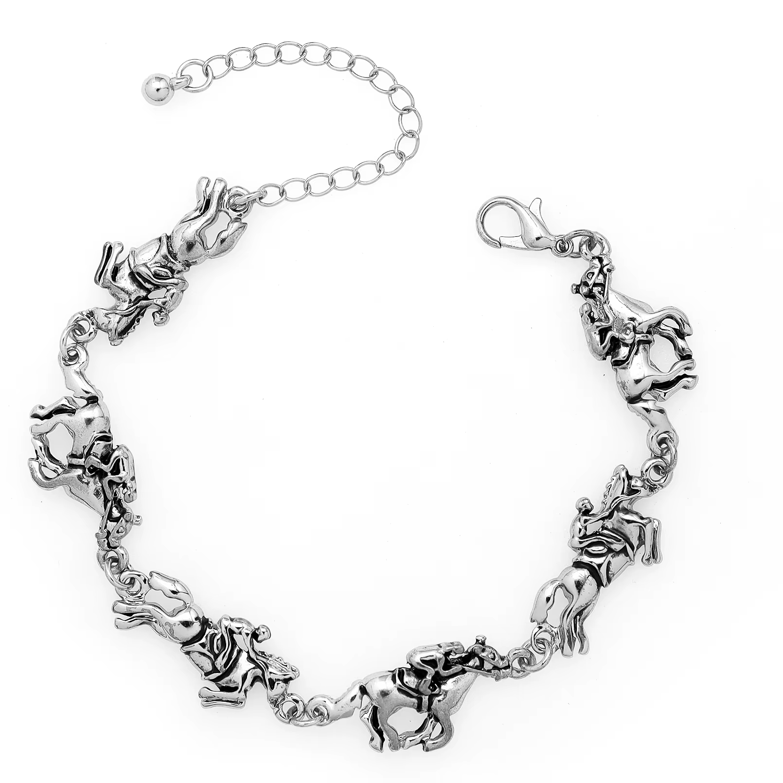 Bracelet sculpté unique vintage pour femme, breloques de cheval de course de jockey de rodéo, bracel