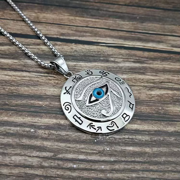 Pendentifs œil d'horus, egypte ancienne, titane et acier pour hommes et femmes, collier Hip-hop pers