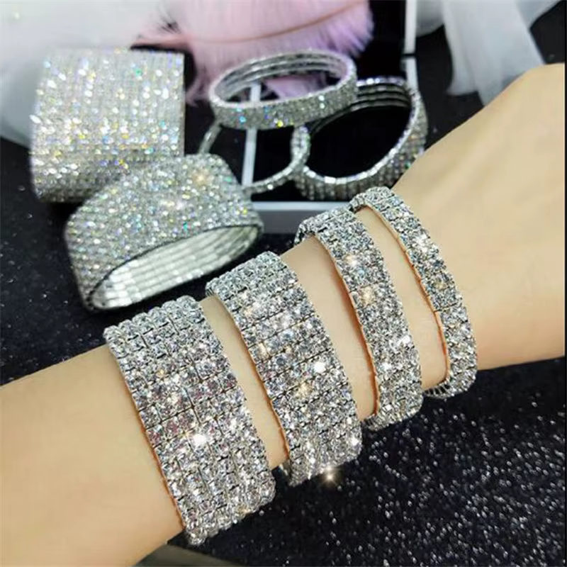 Bracelet Tennis de Luxe en Clip CZ, Bijoux Simples Réglables, en Or et Argent, pour Mariage, pour Fe