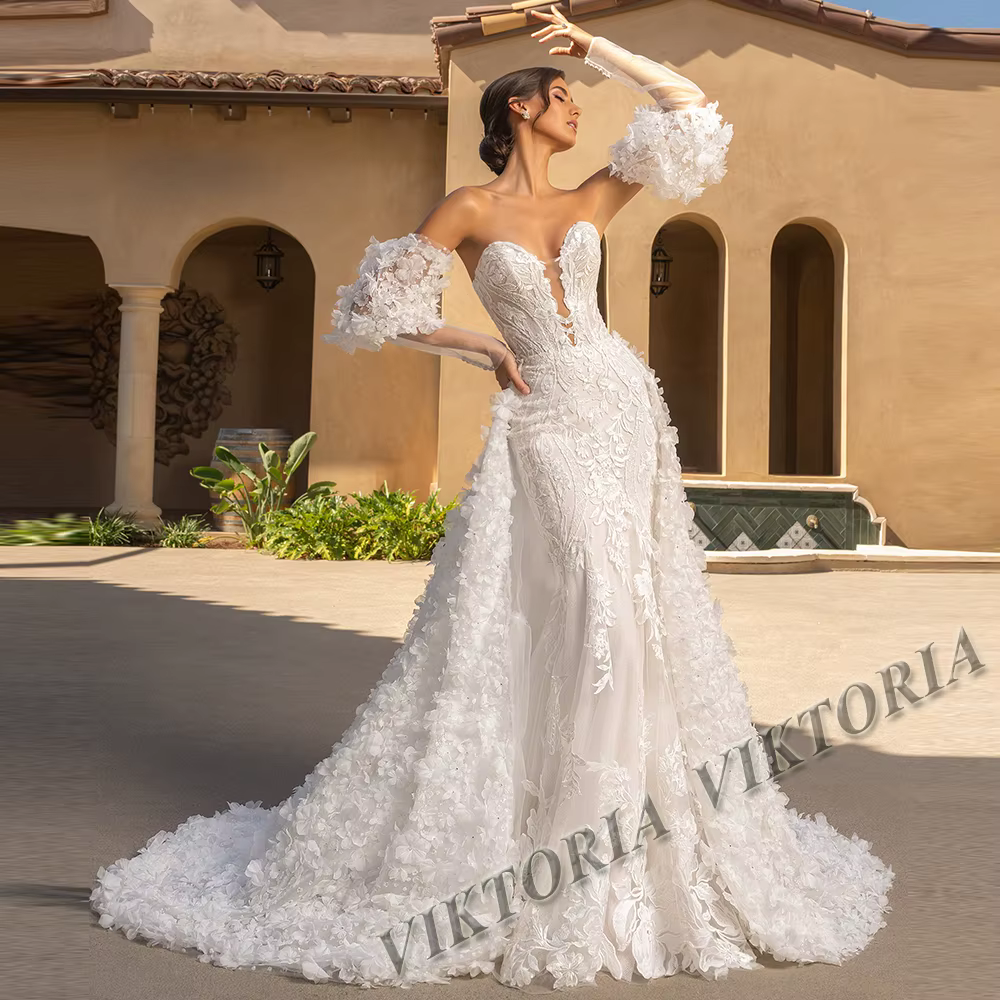 VIKTORIA luxe robe De mariée sirène pour femme mariée chérie 2 en 1 détachable Vestido De Casamento 