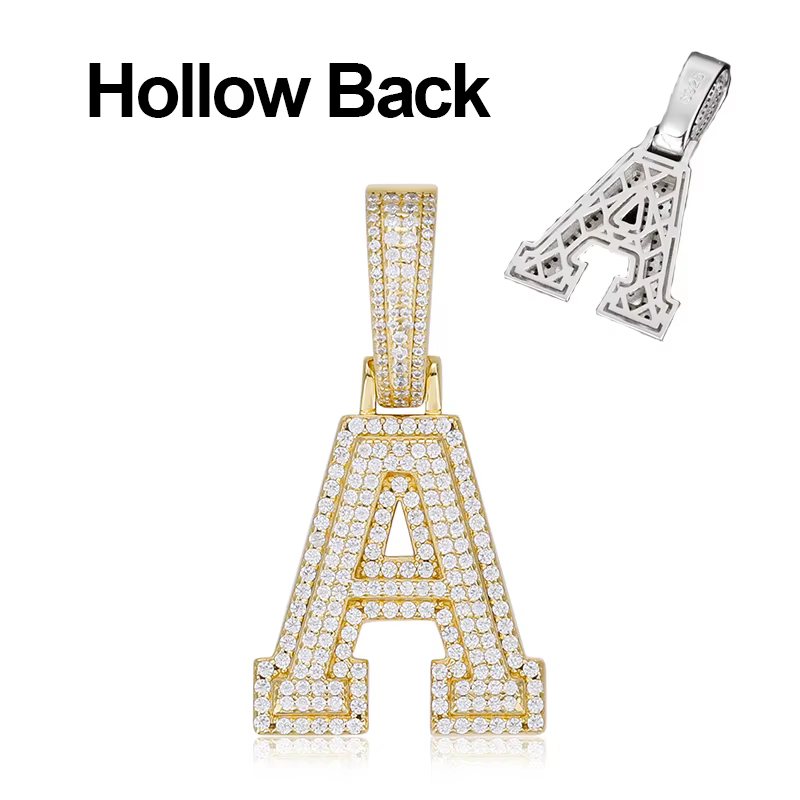 Moissanite A-Z Lettre Bijoux Collier Femmes Iced Out Prong Pendentif Personnalisé Charms Ared Super 