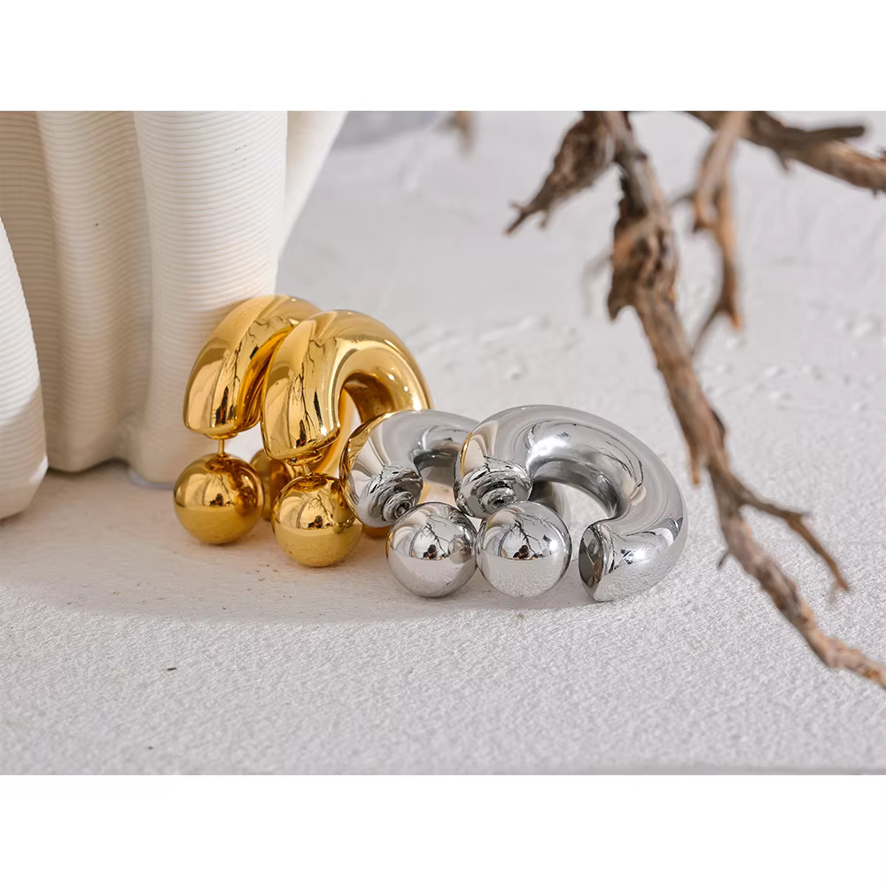 Yhpup – boucles d'oreilles rondes en forme de C en acier inoxydable, épaisses et inhabituelles, bijo