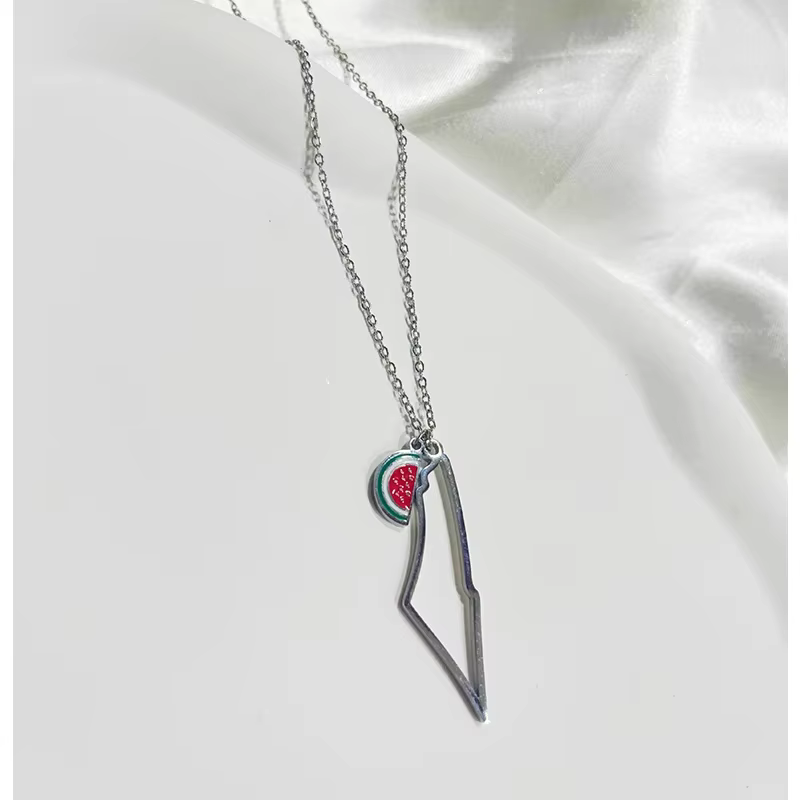 Mode pastèque 1934 géométrique carte pendentif colliers arabe personnalisé chaîne bijoux pour femmes