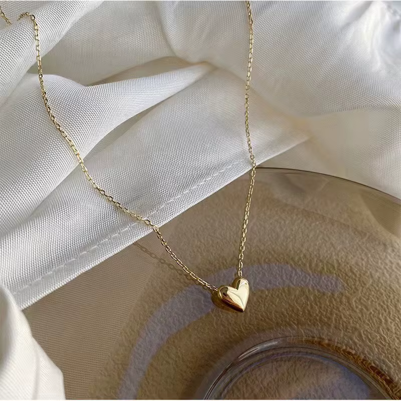 Collier en argent S925 en forme de cœur, collier simple et élégant pour la clavicule, accessoire par