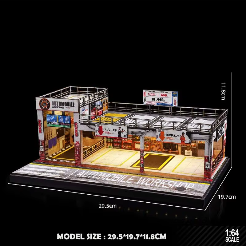 Maquette de garage de simulation style américain 1/64, parking de rangement pour voitures en alliage