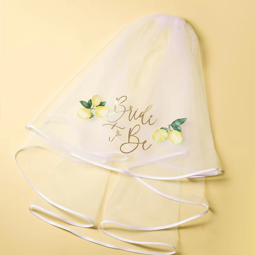 Voile de mariée au citron pour enterrement de vie de jeune fille, accessoires de mariage, décor d'ad