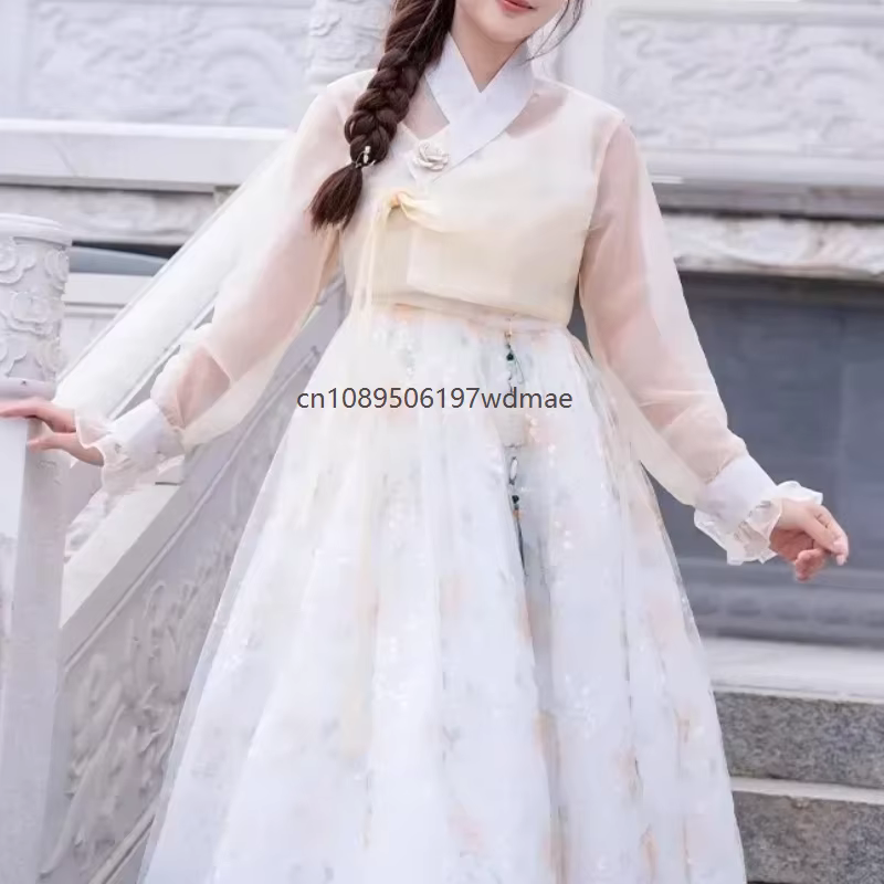 Robe Hanbok Coréenne Traditionnelle Ancienne pour Danse Scénique, Costume de Cosplay, Spectacle de C