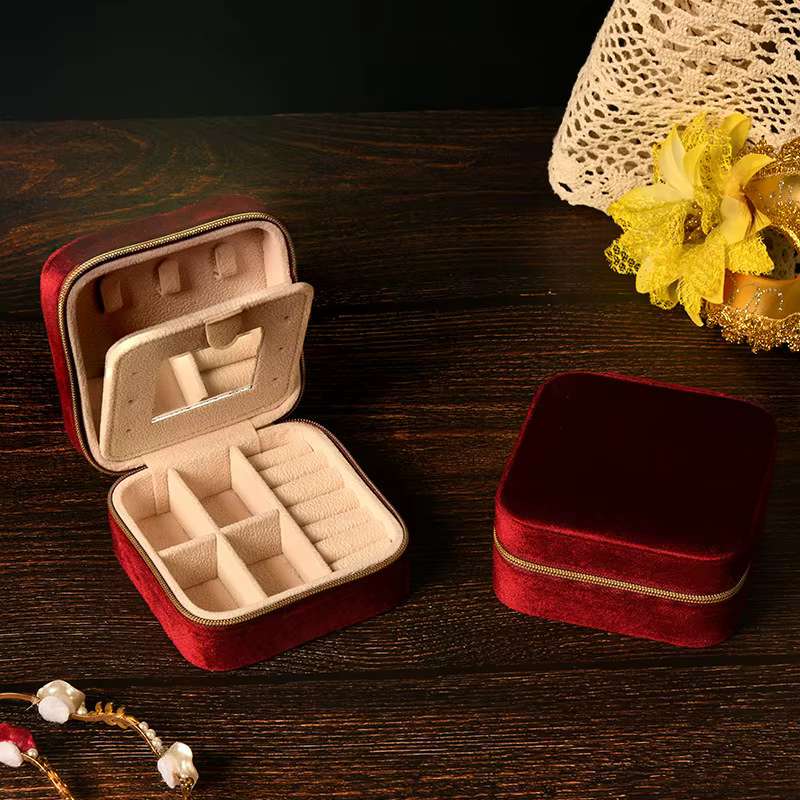 Boîte à bijoux en velours pour femmes et filles, pour colliers, bagues, boucles d'oreilles, étui de 