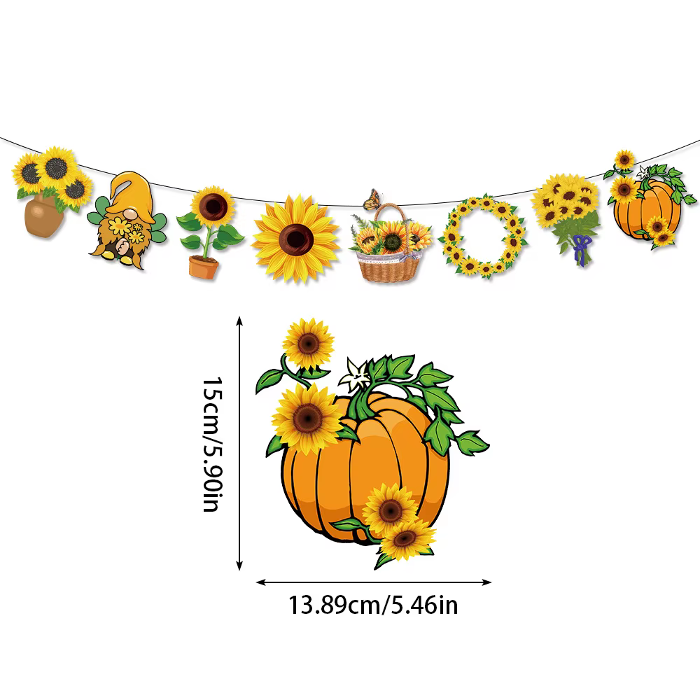 Bannière guirlande de tournesol, bannière joyeux anniversaire pour thème tournesol, fête d'anniversa