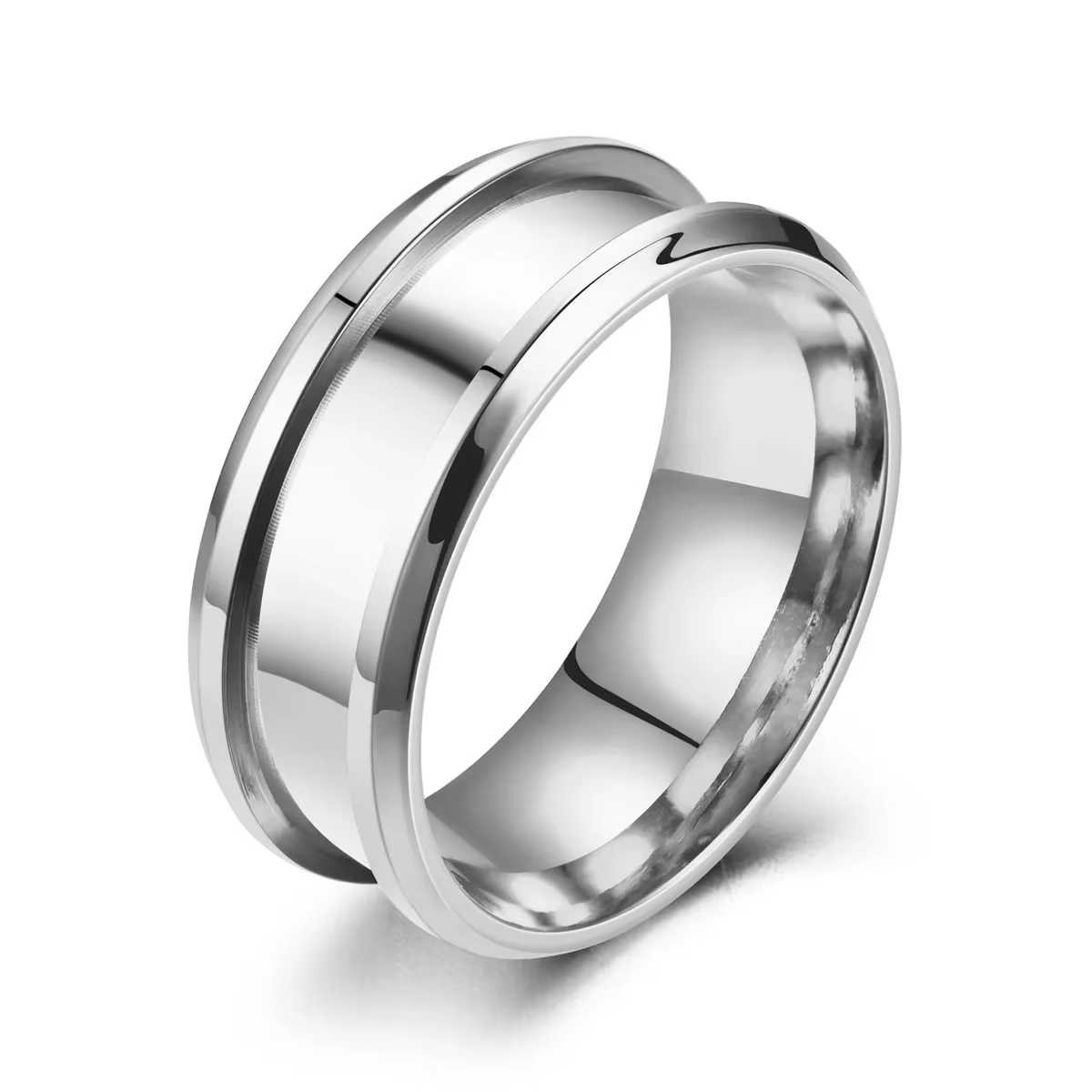 Bague tendance en acier inoxydable de 8mm, rainure vide, bricolage, fabrication artisanale, mode fem