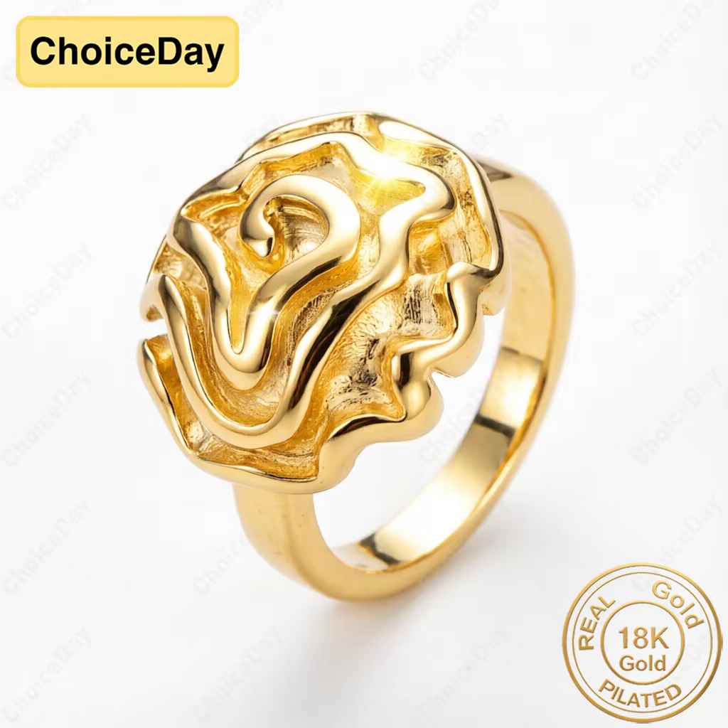 Bague élégante plaquée or 18 carats, grande rose exquise, bijoux de mode pour femme, cadeau, accesso
