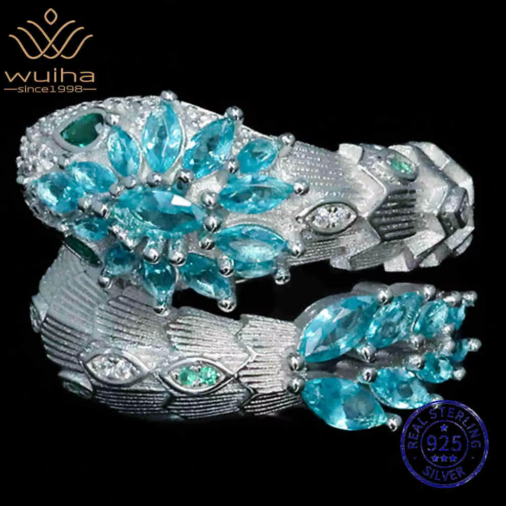 WUIHA 925 argent Sterling laboratoire saphir aigue-marine diamants à haute teneur en carbone pierres