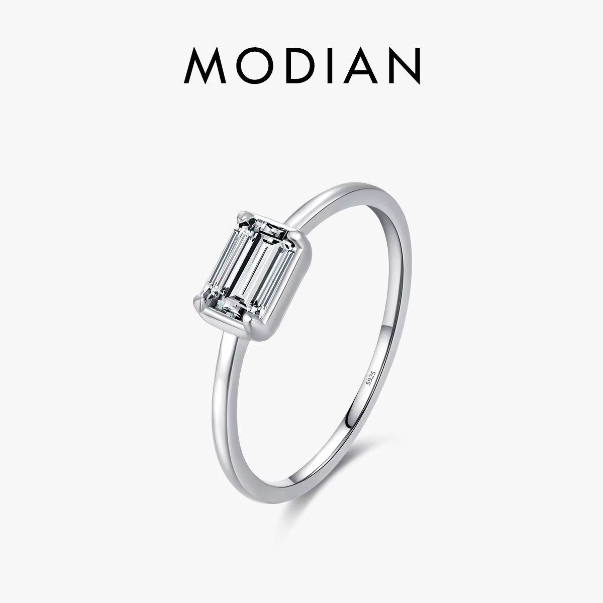 MODIAN – bague rectangulaire en argent Sterling 925, coupe émeraude, CZ, cadeaux d'anniversaire simp