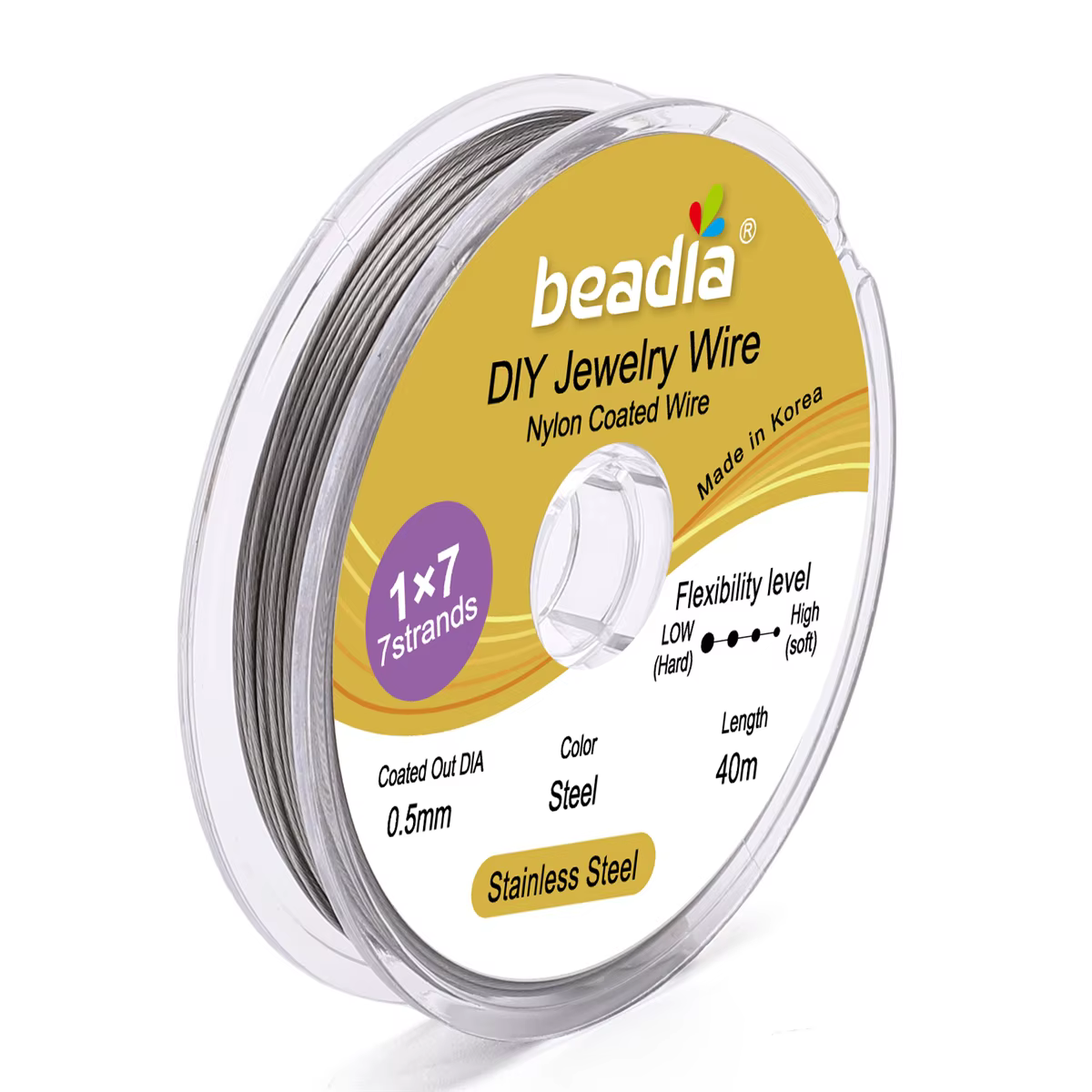 Fil de bijouterie souple en acier inoxydable 0,3/0,38/0,5/0,6 mm pour la fabrication de bracelets, c
