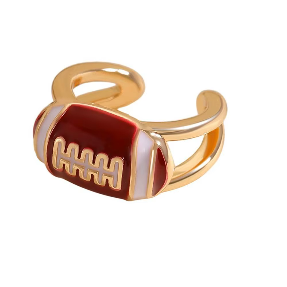 Bague ajustable colorée en forme sphérique, clips d'oreille football dopamine, anneaux ouverts vinta
