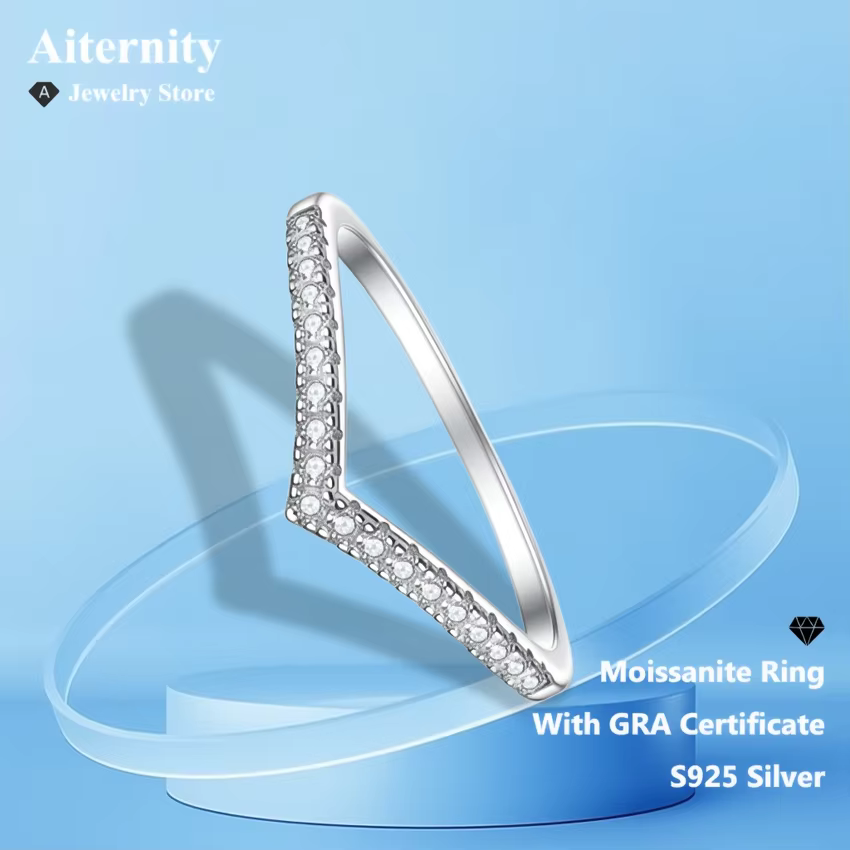 D VVS1 bague Moissanite 925 argent Sterling avec certificat GRA bande d'éternité bagues de fiançaill
