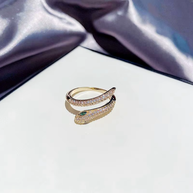 ANENJERY – bague Vintage en forme de serpent pour hommes et femmes, bague en cristal réglable à ouve