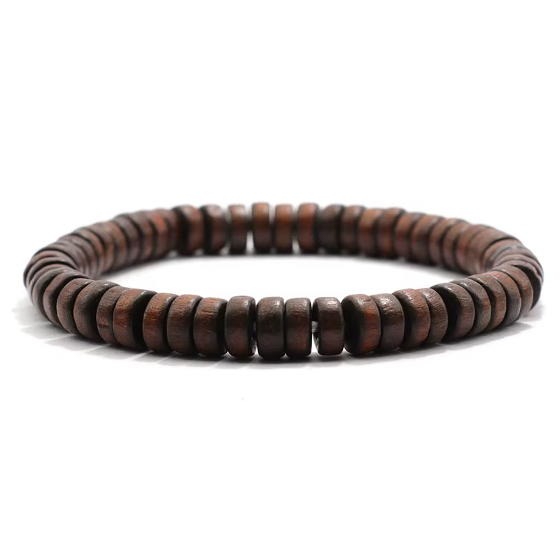 Noter Bracelet en bois hommes Vintage wengé bois perles Bracelet Homme cadeau pour petit ami mari ac
