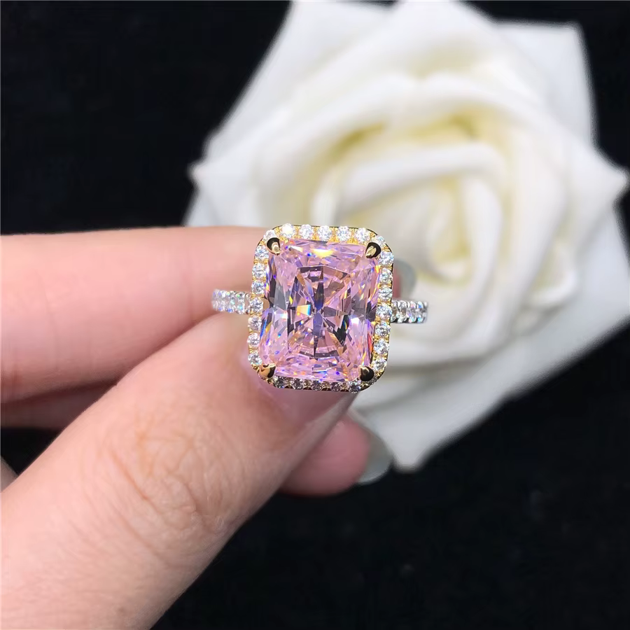 Bague en or blanc massif 14 carats pour femme, diamant Pinky léger 5CT, fiançailles originales, beau