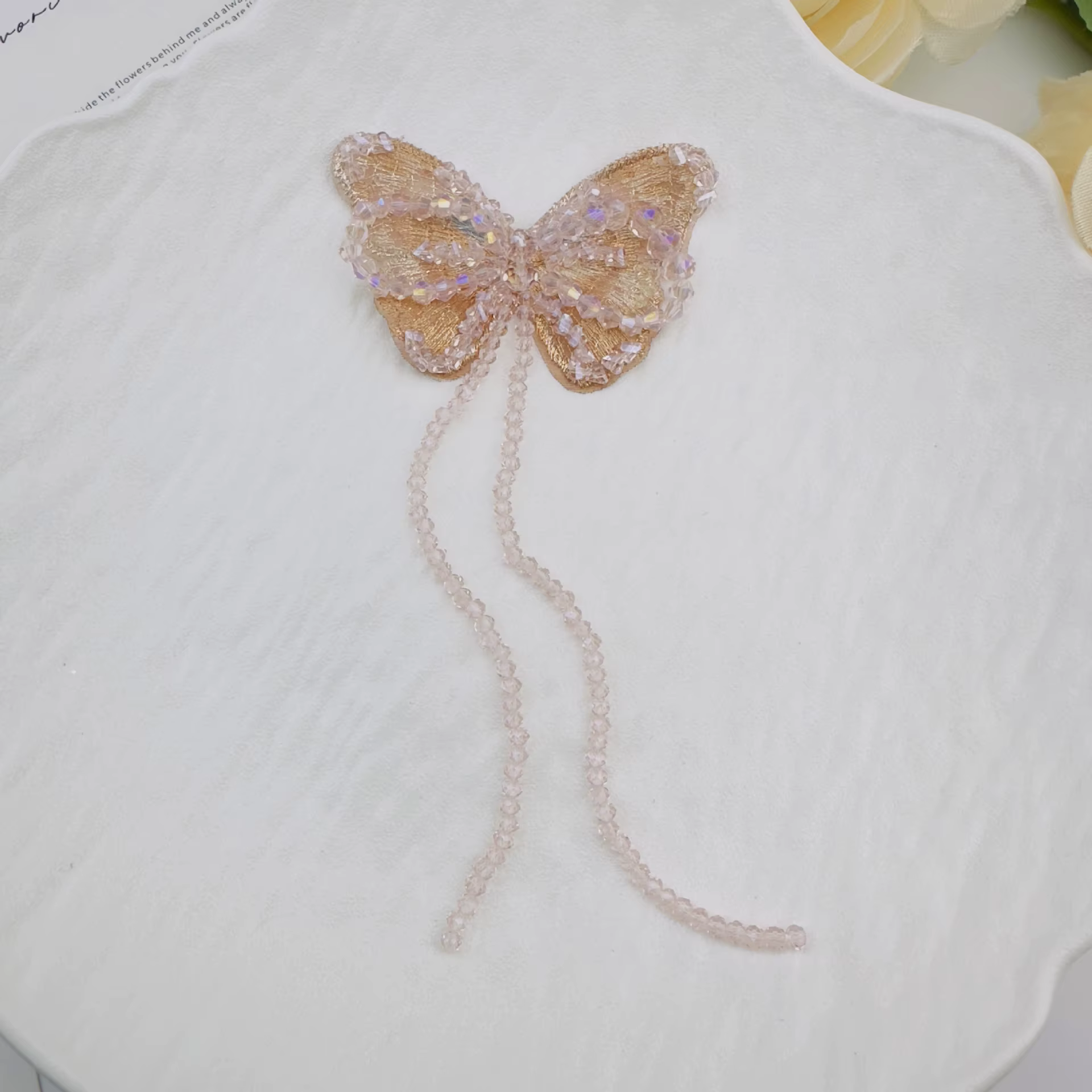 Broche papillon à pampilles en perles de cristal de Style Antique, accessoires de bijoux pour femmes