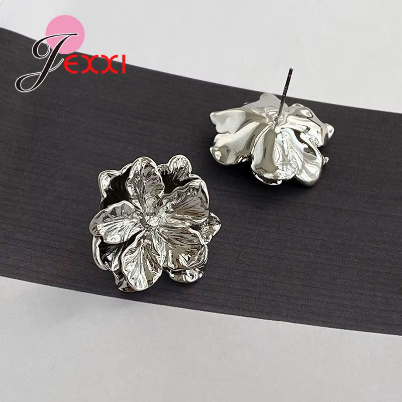 Boucles d'oreilles à clous en argent Sterling 925 pour femmes et dames, Design floral, accessoires d