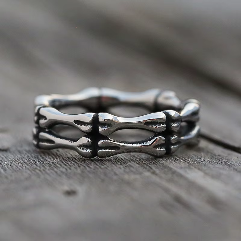 Bagues en acier inoxydable pour hommes et femmes, anneau universel, gothique, Rock, Hip Hop, os Punk