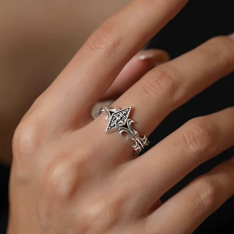 Bague croix Iris Vintage pour femmes, bague réglable en losange géométrique, bijoux à la mode, acces