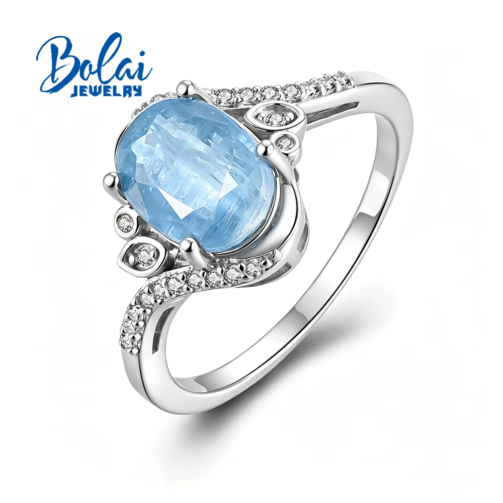 Bague en topaze bleue ciel naturelle de luxe léger pour femme, bijoux en argent sterling 925, cadeau