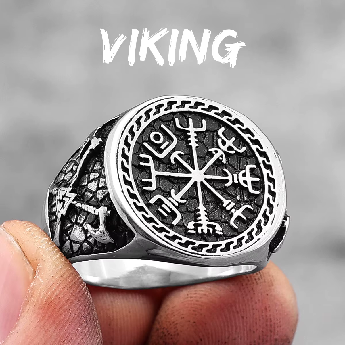 Bague Viking Pirate Ax pour hommes, Totem rétro, en acier inoxydable, Punk, tendance pour homme, pet