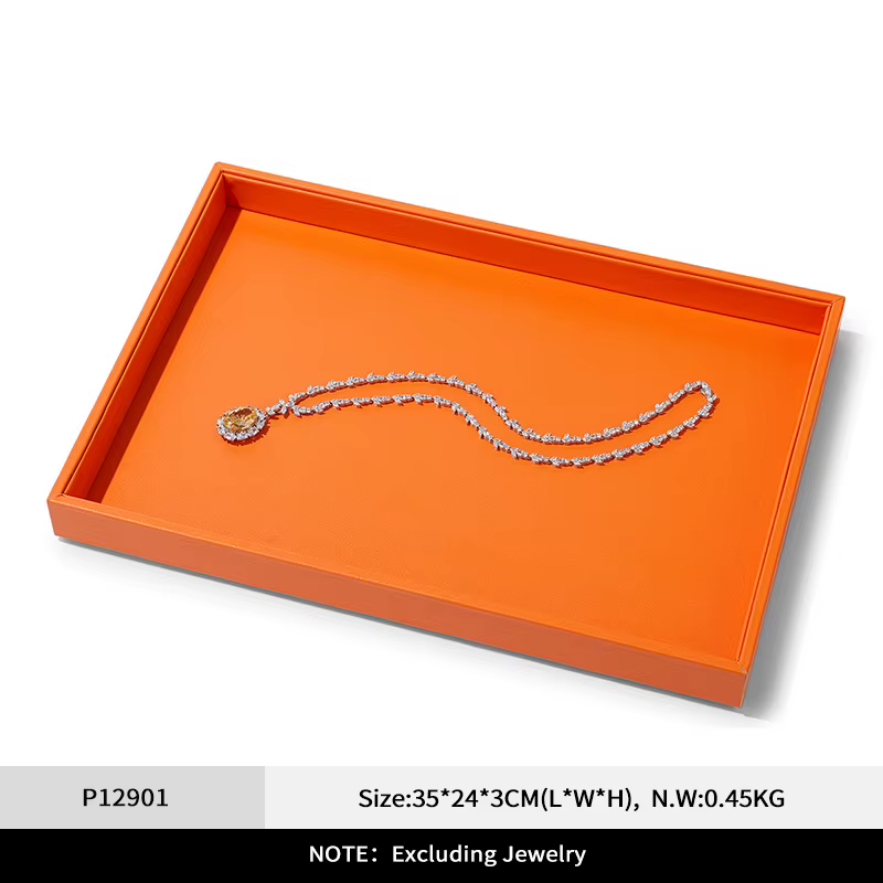 Oirlv Nouveau Plateau à Bijoux Empilable en Cuir Orange de Luxe, Organisateur de Tiroir à Bijoux, Pr