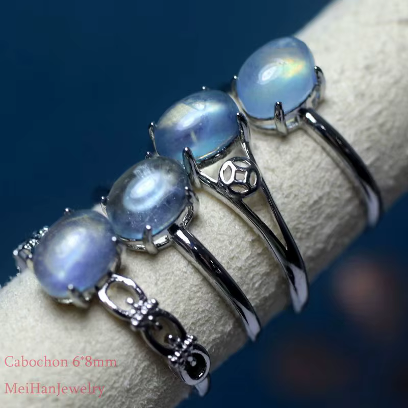 Perles ovales en aquamarine naturelle Meihan, bague réglable, rehausse le tempérament, l'identité no