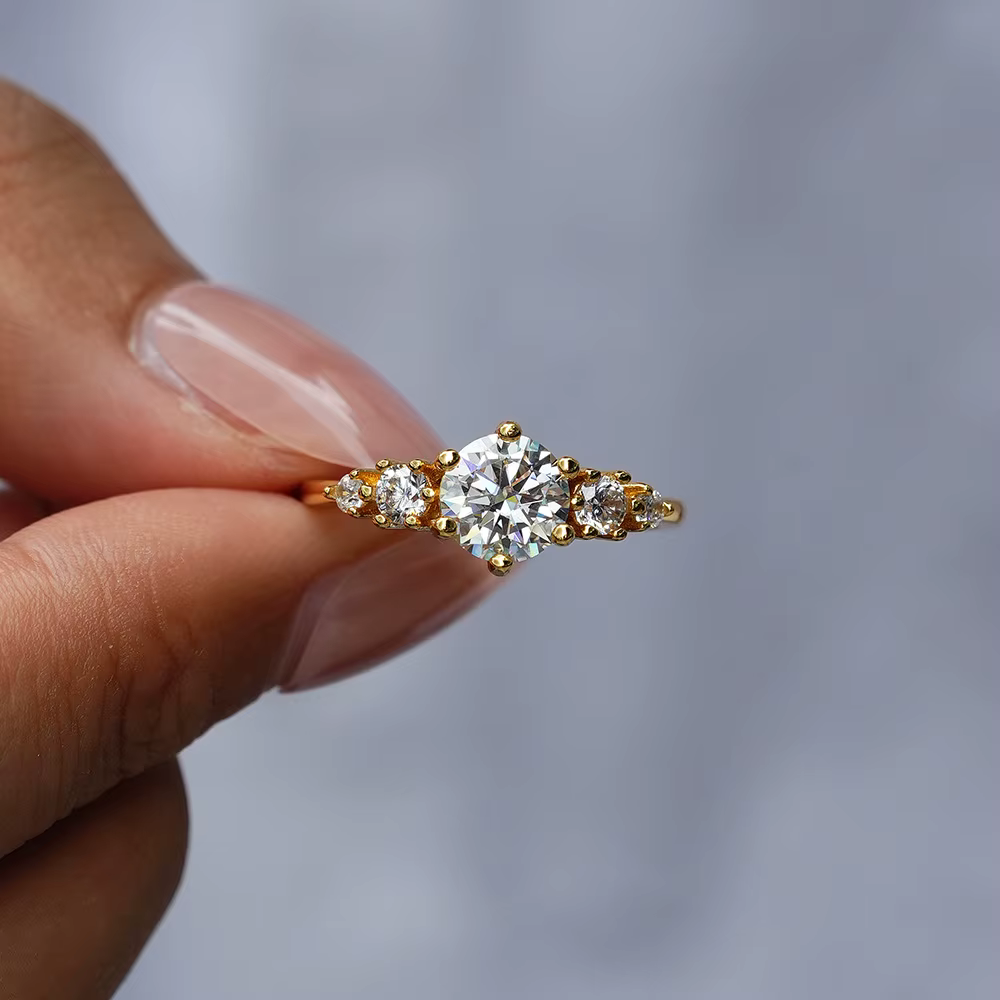 Français Llight luxe 1 Carat Moissanite anneaux classique à la mode femmes fiançailles alliance 925