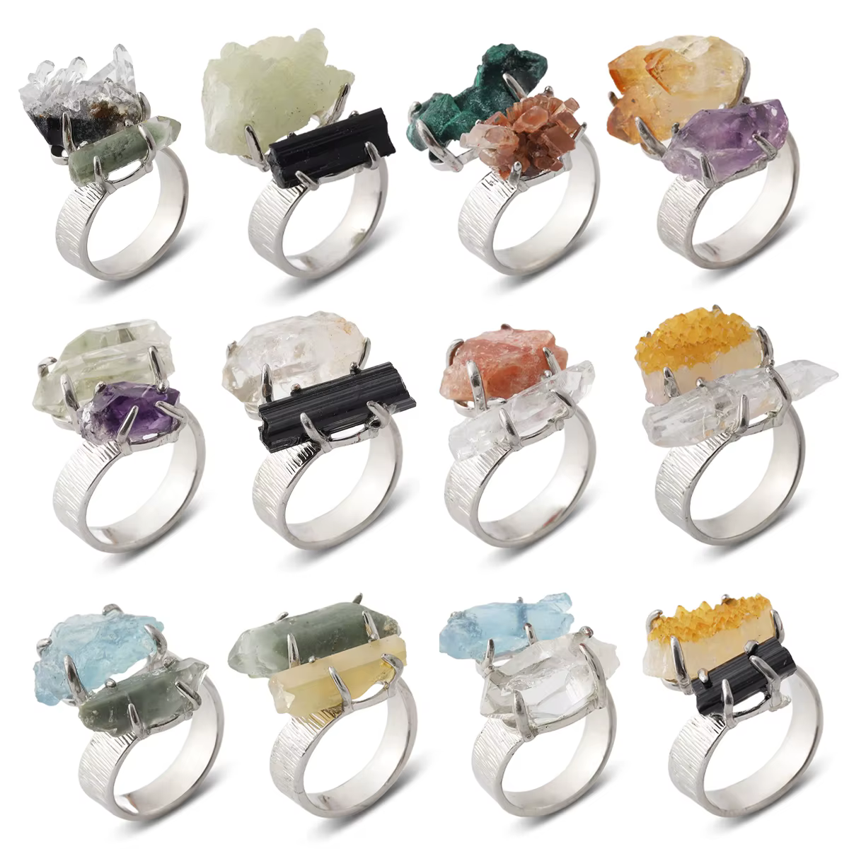 Bague en pierre précieuse naturelle unisexe, bijoux uniques en cristal, à la mode, réglable, cadeau 