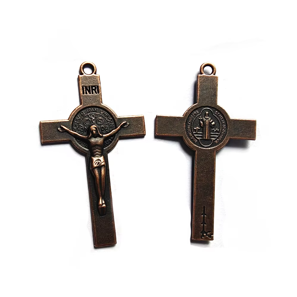 Pendentif Crucifix en Bronze Antique, accessoires religieux de bricolage, 10 pièces/lot