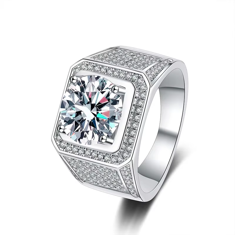 NeeTim D couleur 10 Carat Moissanite bague pour hommes S925 argent Sterling plaqué avec or blanc lux