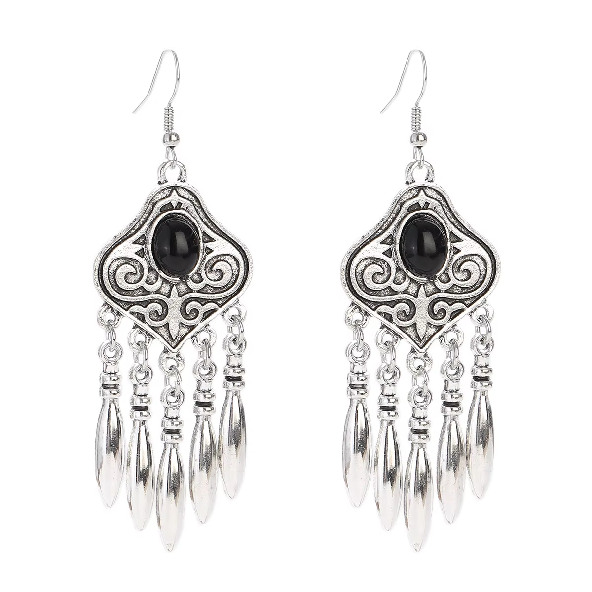 Boucles d'oreilles géométriques sculptées en pierre naturelle ethnique vintage pour femmes, bijoux i