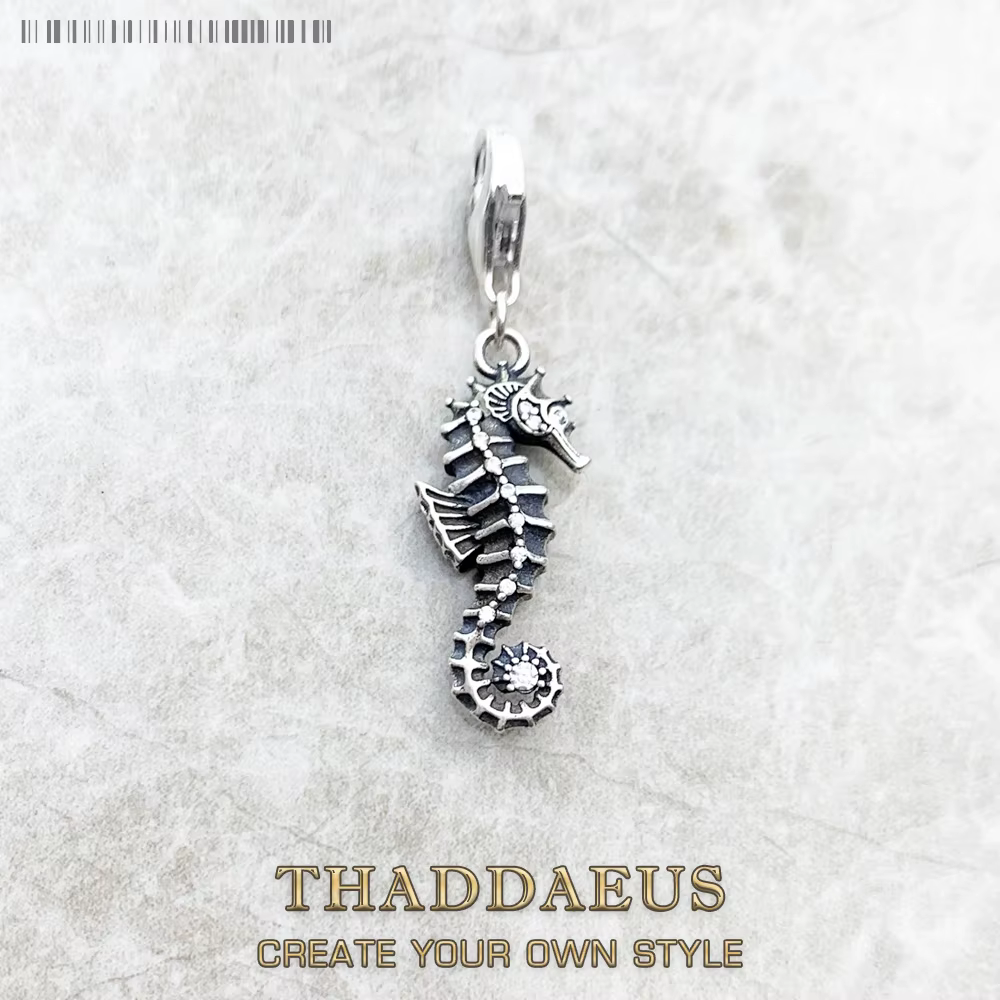 Pendentif hippocampe maritime, breloque faite à la main, nouveaux bijoux fins, en argent Sterling 92