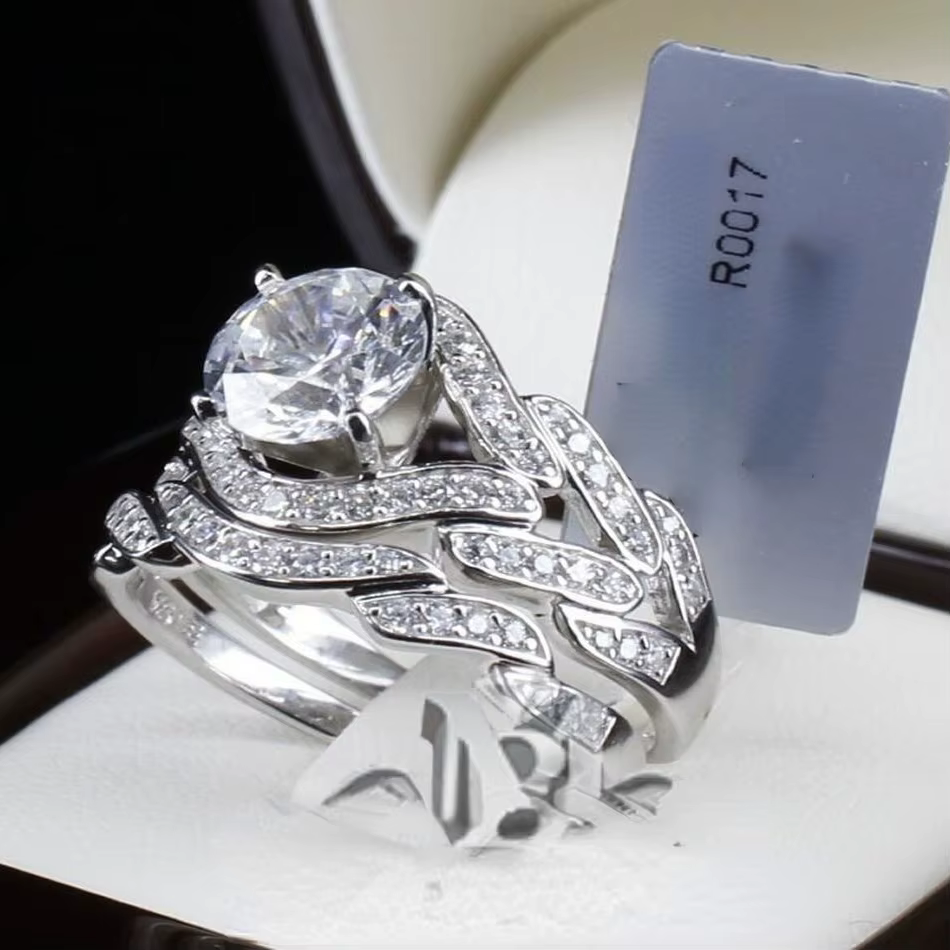 Ensemble de matiques en diamant de laboratoire de luxe pour femmes, bijoux en or blanc 10 carats, ma