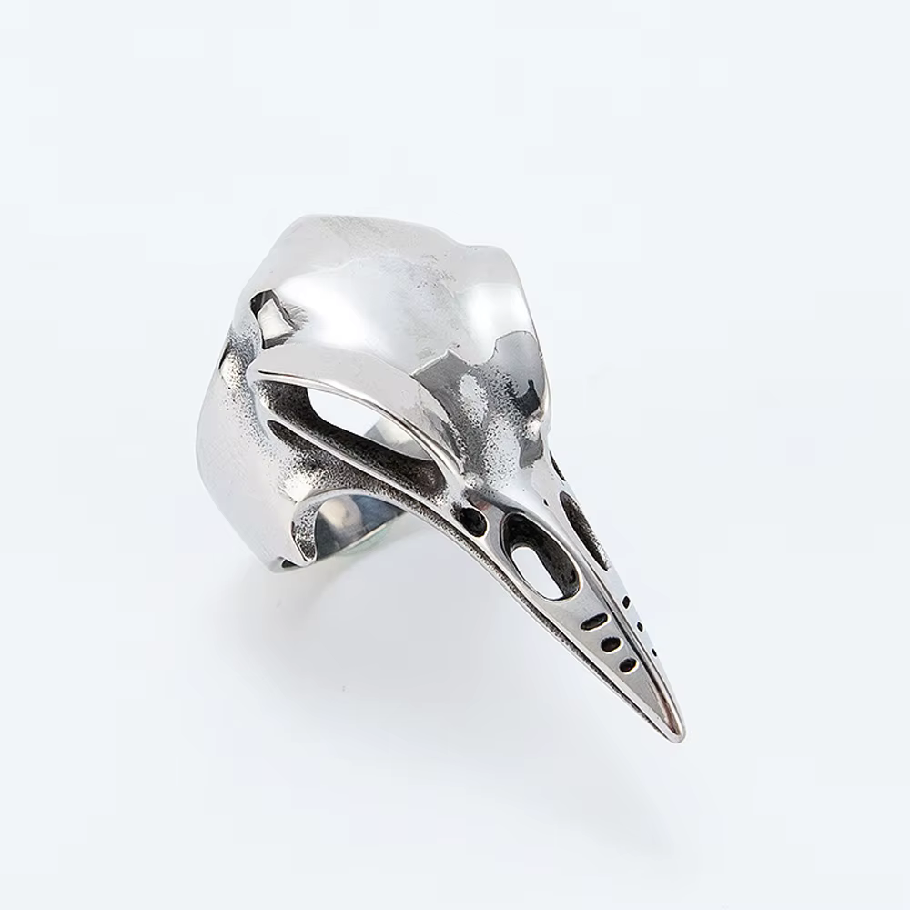 Bague gothique pour homme en acier inoxydable, motif crâne, bec d'oiseau, griffe de motard, style pu