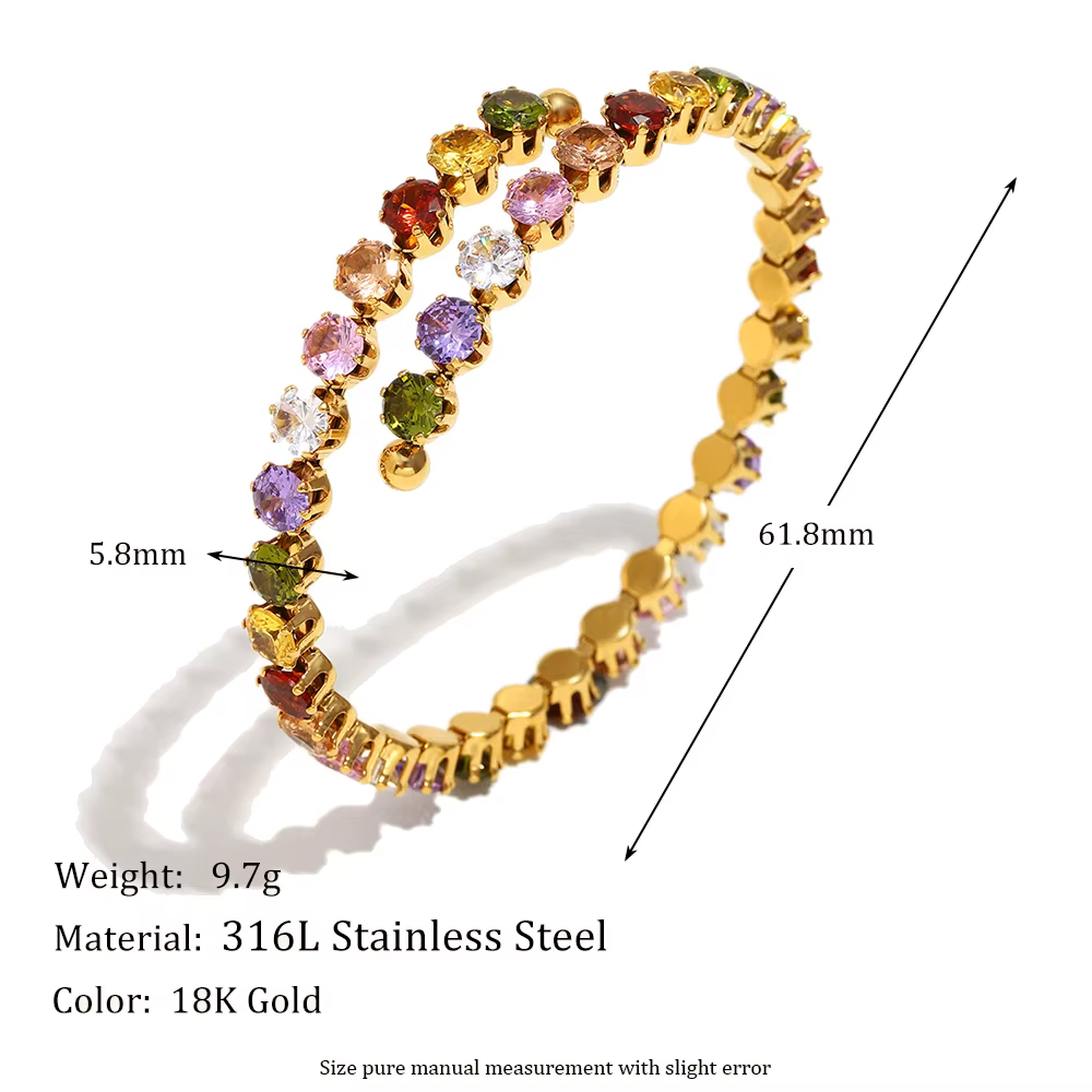 Bracelet en acier inoxydable plaqué or 18 carats, bijoux de déclaration en Zircon, étanche, quotidie