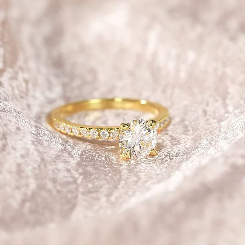 Bague solitaire en Moissanite certifiée Lnngy, 8mm, 2ct, en or 14K, pour femmes, bijoux de fête de m