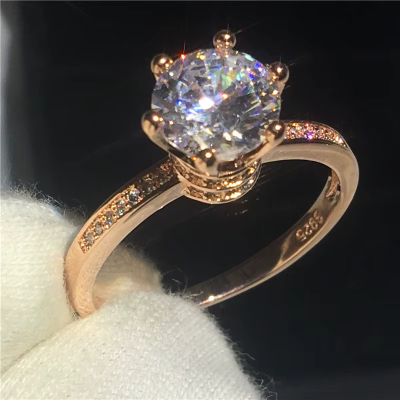 Bague en diamant de laboratoire en or rose 18 carats pour femme, matiques de mariage, promesse de fi