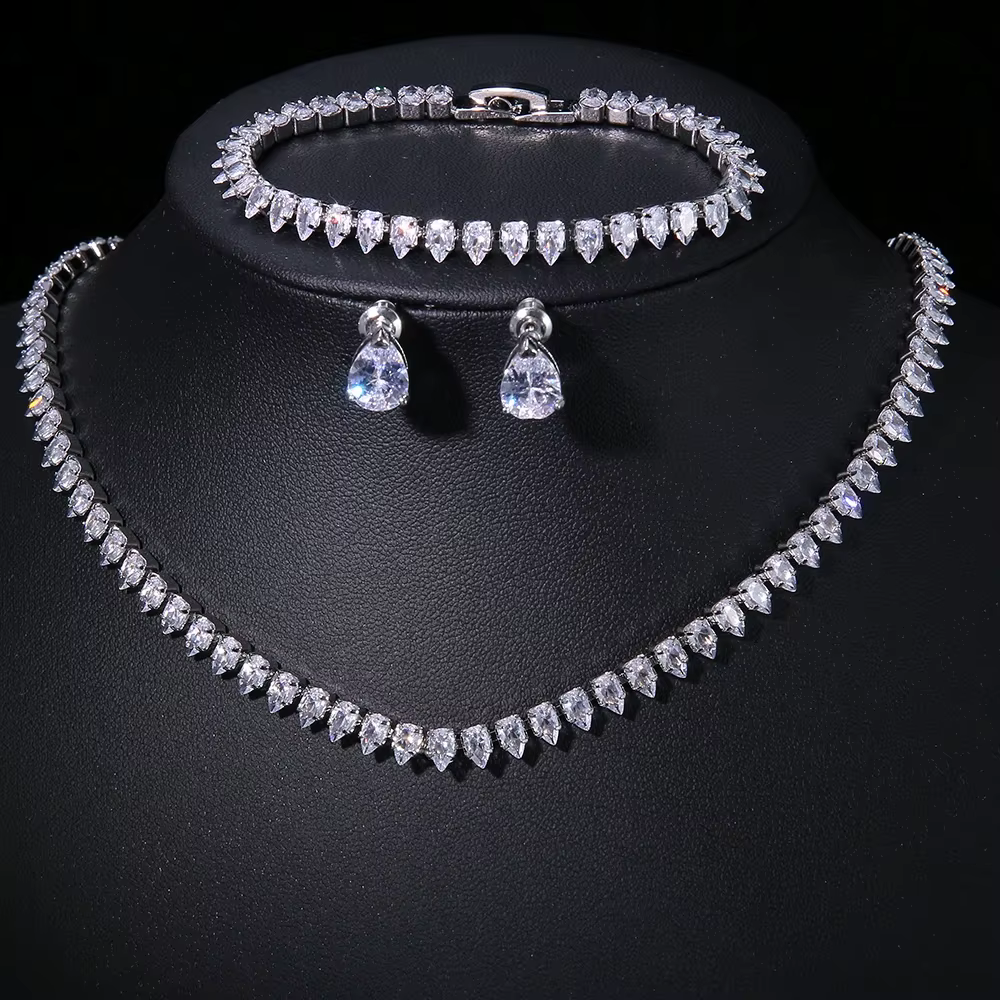 ZAKOL magnifique Buling AAA clair rond cubique zircone mariage mariée collier boucles d'oreilles fêt