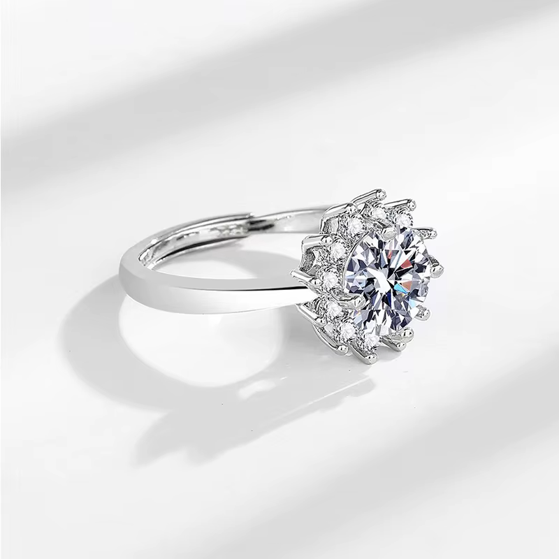 Bague Moissanite en argent Sterling 925 véritable pour femmes, bague brillante de couleur D avec pro