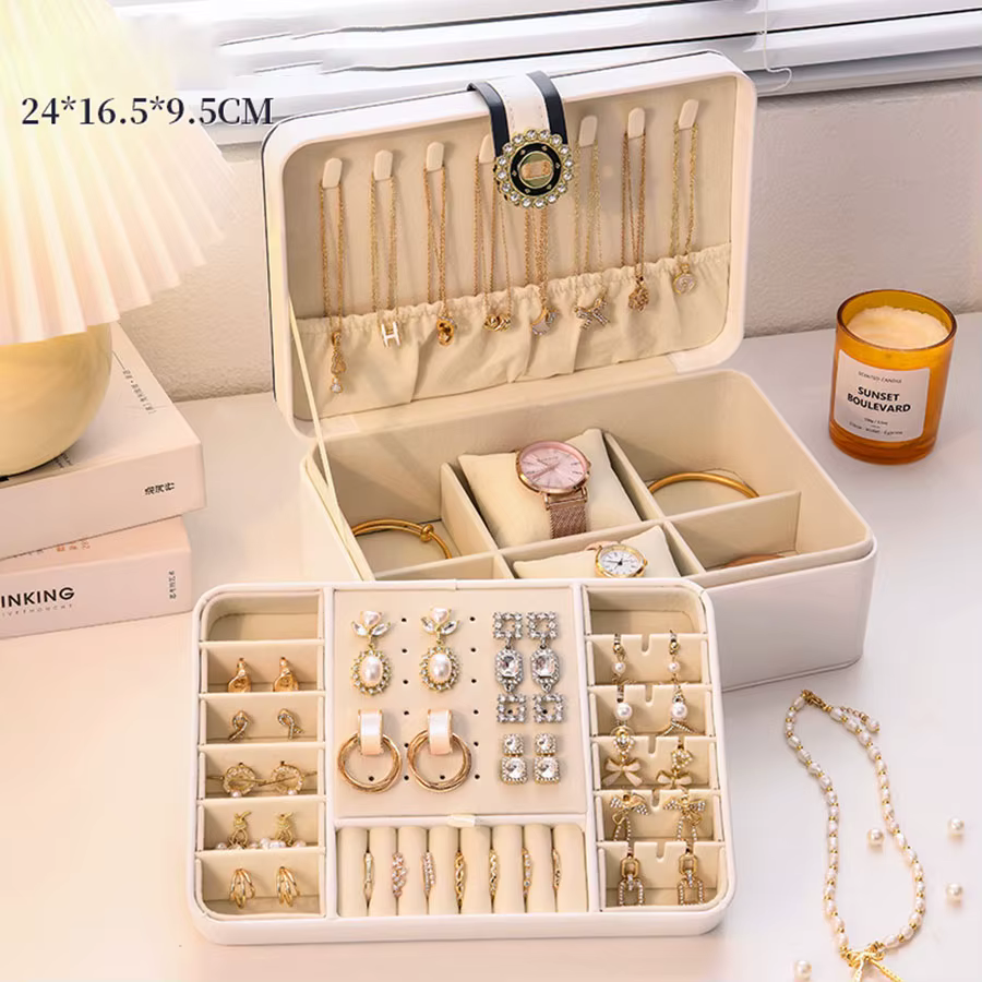 Boîte de rangement de bijoux haut de gamme, collier, boucle d'oreille, boucle d'oreille, bracelet, b