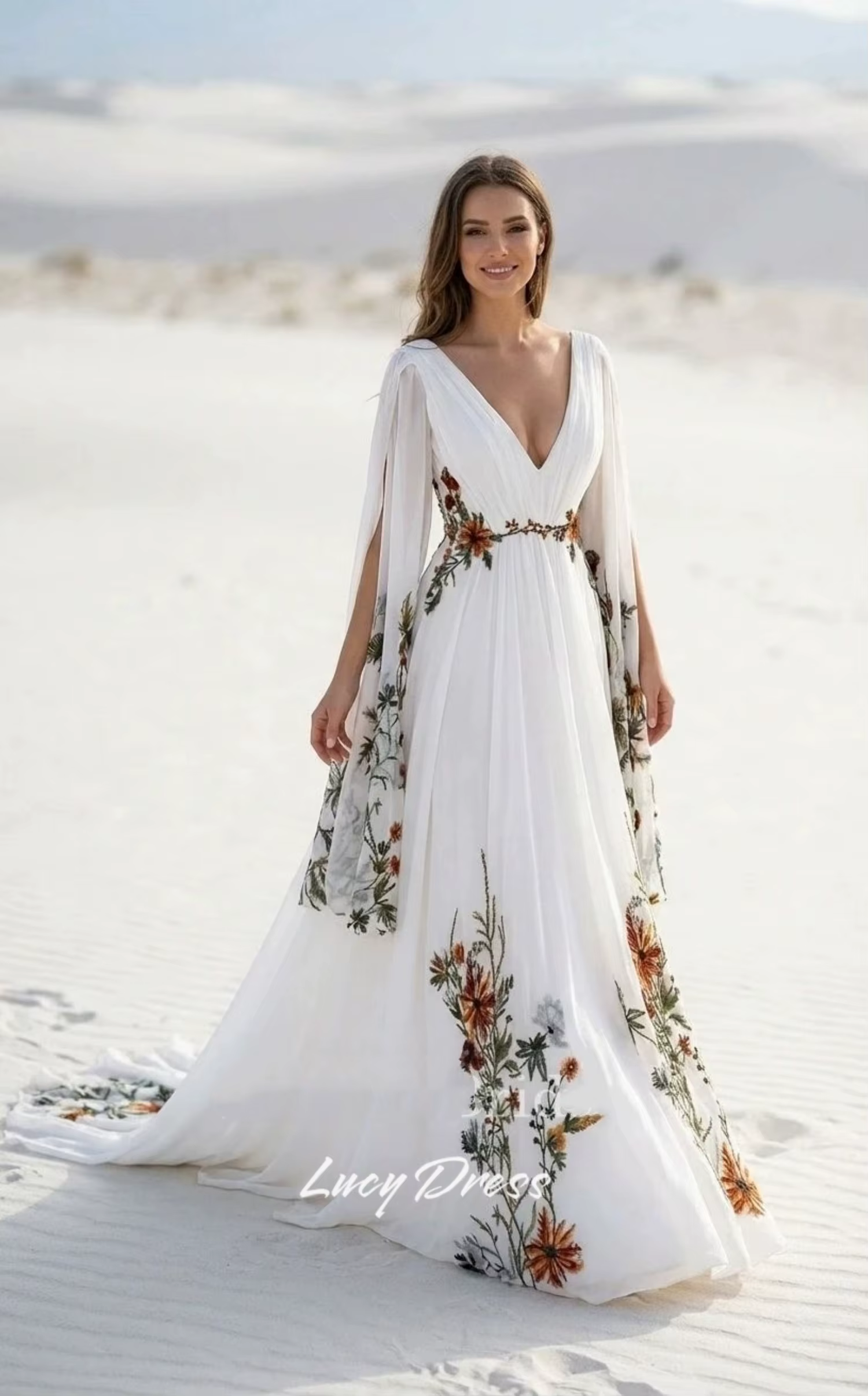Robe de mariée personnalisée Lucy, robes de mariée, robes de mariée en tissu floral, robe de mariée 