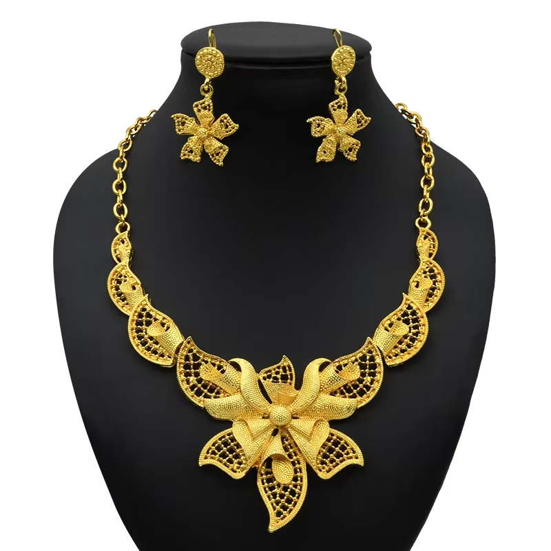 ANIID africain 24K couleur or ensembles de bijoux pour les femmes de mariage dubaï collier boucles d