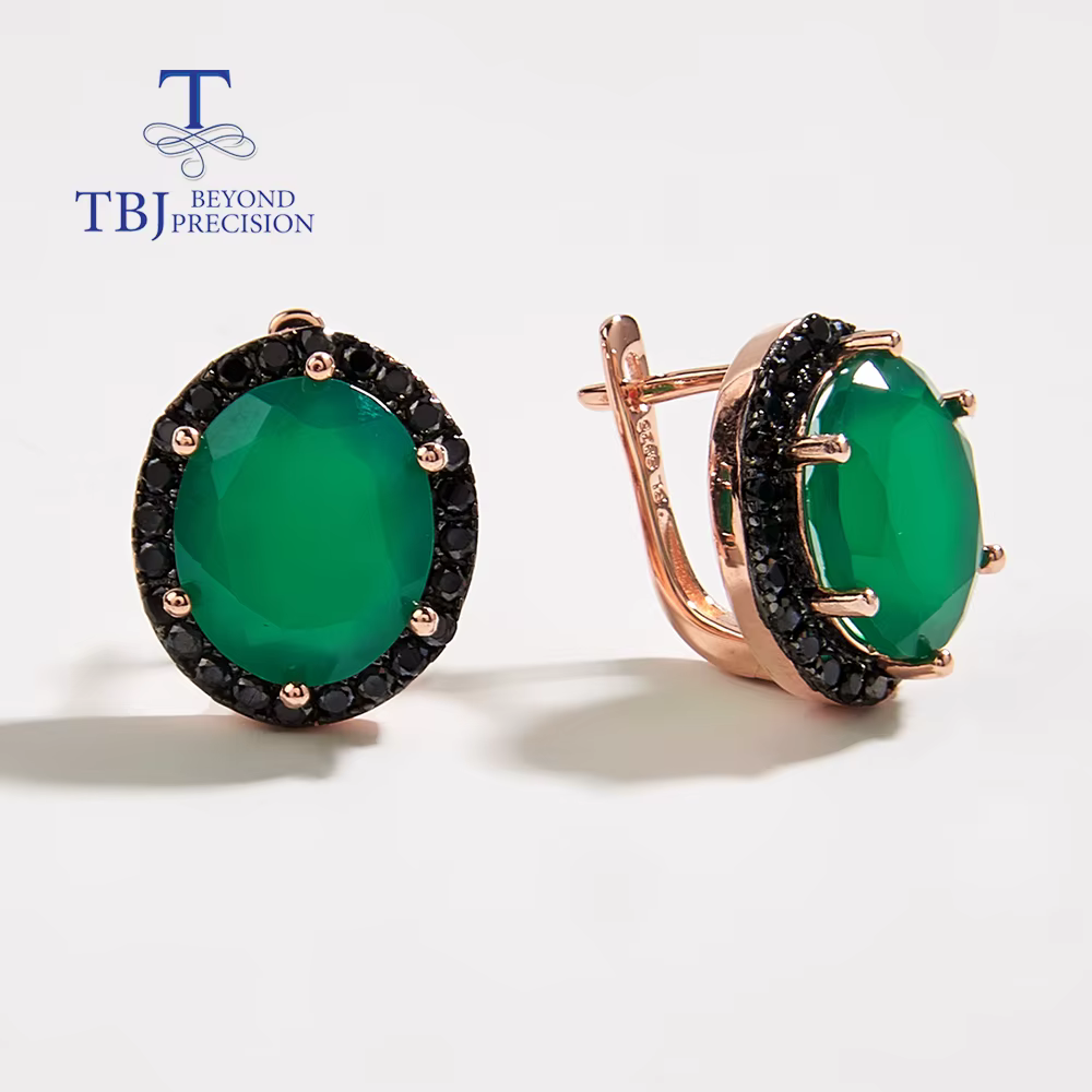 Boucles d'oreilles en agate verte naturelle pour femmes, design classique, design tendance, bijoux f